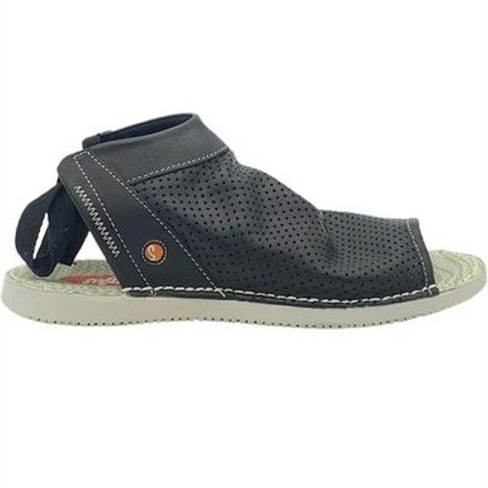 Softinos by FLY London Leather Tie-Back Sandals Black 5.5 NWOT